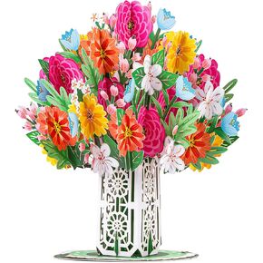 Paper Love HugePop 3D Blissful Bouquet Pop Up Card, with Detachable Paper Flower Bouquet, Gift for Birthday, Anniversary, Thank You, All Occasion - Jumbo 10" x 14" Cards - Includes Envelope and Note