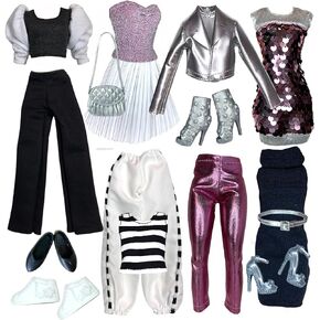 Clothes Deluxe Fashion Pack for 11.5 inch - 12 inch Fashion Doll Sporty & Silver Set
