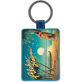 Pacifica Island Art Leatherette Keychain Keyring Key Tag - Aloha Hawaii by Kerne Erickson