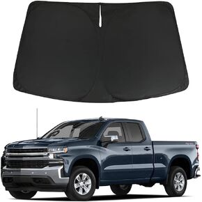 D-Lumina Windshield Sunshade Compatible with 2019 2020 2021 2022 2023 2024 Chevrolet Silverado 1500 (Regular cab, Crew cab, Double Cab 2/4 Door) - Foldable Front Window Sun Shade Shield Protector