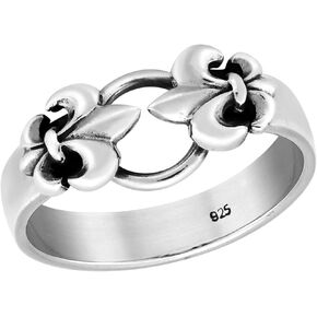 AeraVida The Classic Mirrored Duo Lily Flower .925 Sterling Silver Ring