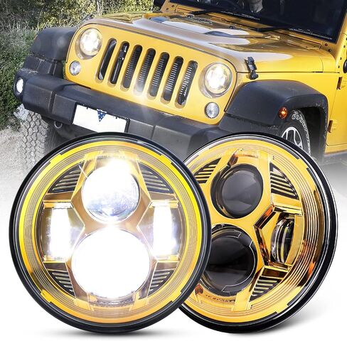 (قطعتان) مصباح أمامي LED دائري مقاس 7 بوصات معتمد من DOT، شعاع عالٍ ومنخفض متوافق مع المصابيح الأمامية Jeep Wrangler JK LJ CJ TJ 1997-2018، أحمر in Saudi Arabia