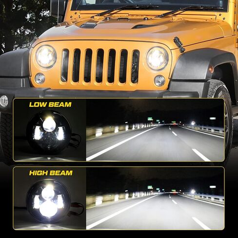 (قطعتان) مصباح أمامي LED دائري مقاس 7 بوصات معتمد من DOT، شعاع عالٍ ومنخفض متوافق مع المصابيح الأمامية Jeep Wrangler JK LJ CJ TJ 1997-2018، أحمر in Saudi Arabia