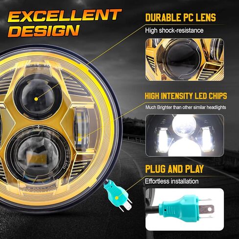 (قطعتان) مصباح أمامي LED دائري مقاس 7 بوصات معتمد من DOT، شعاع عالٍ ومنخفض متوافق مع المصابيح الأمامية Jeep Wrangler JK LJ CJ TJ 1997-2018، أحمر in Saudi Arabia