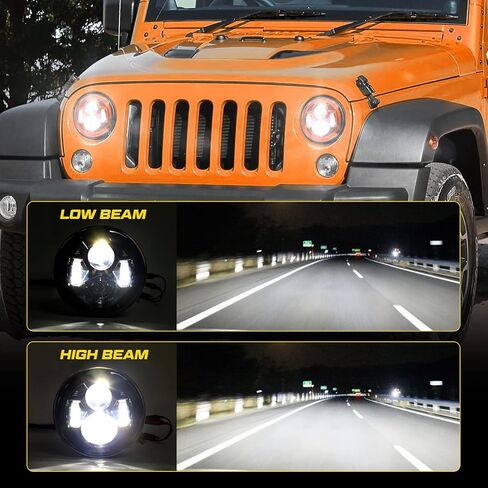 (قطعتان) مصباح أمامي LED دائري مقاس 7 بوصات معتمد من DOT، شعاع عالٍ ومنخفض متوافق مع المصابيح الأمامية Jeep Wrangler JK LJ CJ TJ 1997-2018، أحمر in Kuwait