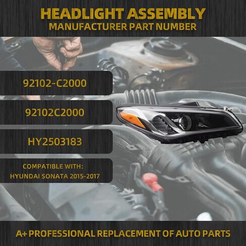 Dasbecan Halogen Headlight Compatible With Hyundai Sonata 2015 2016 2017 Right Passenger Side Headlamp Assembly Replaces# 92102-C2000 92102C2000 HY2503183 Without Bulbs in Saudi Arabia