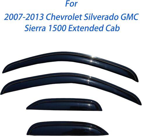 Tape On Window Visor Compatible with 2007-2013 Chevrolet Silverado GMC Sierra 1500/2500HD/3500HD Extended Cab, Side Vent Window Deflector Rain Guard Shade, Truck Accessories-4pcs in Saudi Arabia