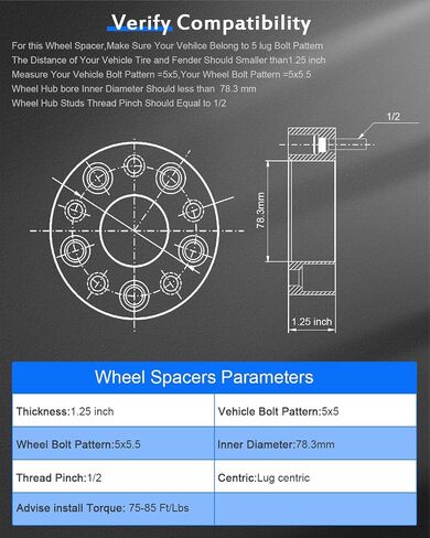 ECCPP 2X 5 Lug 5x5 to 5x5.5 Wheel Spacers Adapters 1.25" 5x127 to 5x139.7 78.3mm fits for 1985-2002 for Astro 1997-2002 for Express 1500 1995-1999 for Tahoe with 1/2" Studs in Saudi Arabia