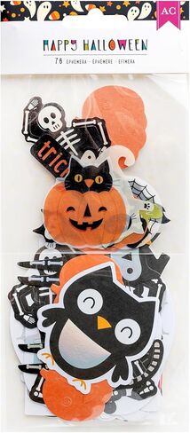 American Crafts Happy Halloween Ephemera Embellishments, 76 Piece, Decorate Crafts Supplies Spooky Haloween Cut Outs Embellishments for Crafting Haloween Embellishments Crafts in Kuwait
