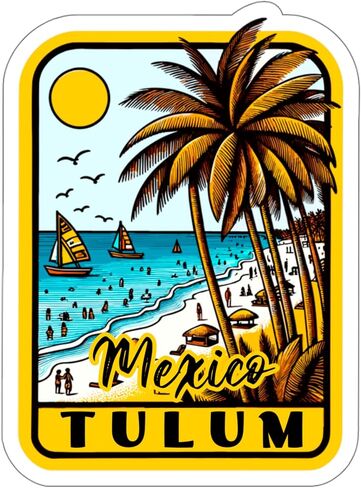 Tulum Mexico Sticker Travel Outdoors Decal Vinyl Small Waterproof for Water Bottle Mug Passport Scrapbook Notebook Laptop Tumbler Skateboard Computer Phone 4" in Saudi Arabia