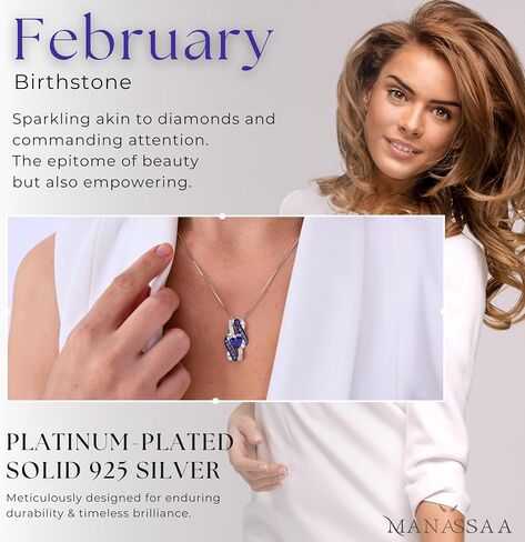 Birthstone Necklace Gift for Her Anniversary Present for Wife Girlfriend Mom Platinum Plated Sterling Silver Infinity Heart Necklace Gift for Women Mother’s Day Valentine’s Day Christmas Day in Saudi Arabia
