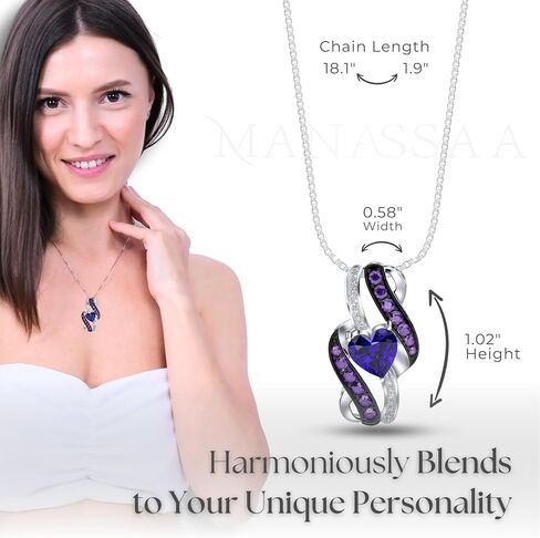 Birthstone Necklace Gift for Her Anniversary Present for Wife Girlfriend Mom Platinum Plated Sterling Silver Infinity Heart Necklace Gift for Women Mother’s Day Valentine’s Day Christmas Day in Saudi Arabia