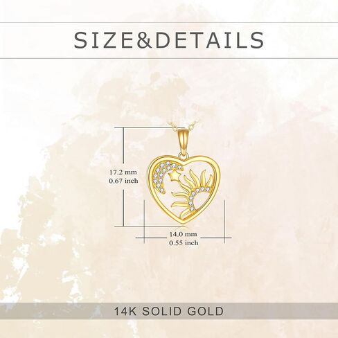 14k Real Gold Sun Necklace Moon and Star Celestial Pendant Jewelry Gifts for Wife Girfriend Sister in Saudi Arabia