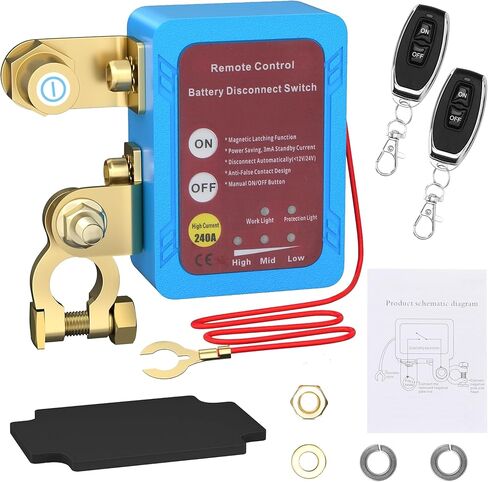 مفتاح قتل للسيارة، مفتاح فصل البطارية عن بعد 12 فولت 240 أمبير، مفتاح قتل السيارة مضاد للسرقة للسيارات والمركبات الترفيهية والشاحنات والقوارب والمركبات الرباعية مع جهازي تحكم عن بعد. in Kuwait