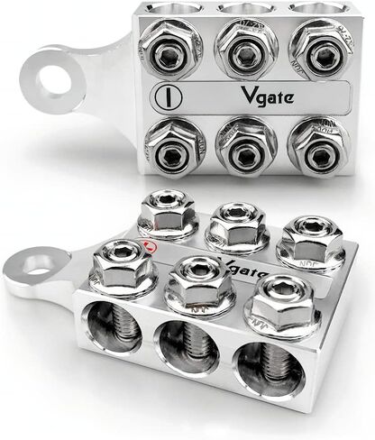 Vgate 12-Way Post Terminal Distribution Block Bus Bar, 8AWG up to 4/0(XL) AWG Gauge, for Lithium or AGM Lead Acid Battery with Bolt Down Ends or Threaded Studs, M10 or 3/8"-16 in Kuwait