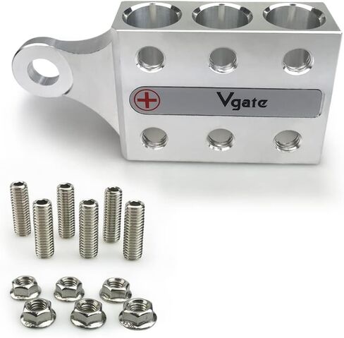 Vgate 12-Way Post Terminal Distribution Block Bus Bar, 8AWG up to 4/0(XL) AWG Gauge, for Lithium or AGM Lead Acid Battery with Bolt Down Ends or Threaded Studs, M10 or 3/8"-16 in Kuwait