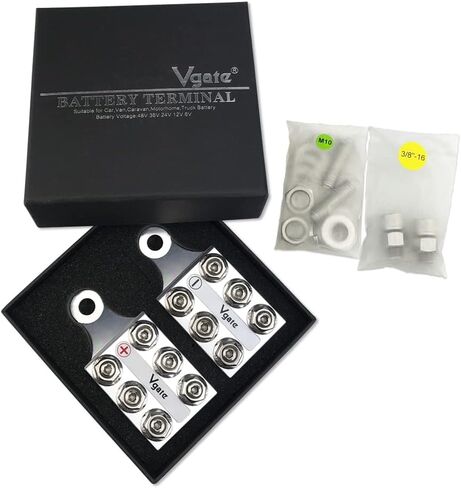 Vgate 12-Way Post Terminal Distribution Block Bus Bar, 8AWG up to 4/0(XL) AWG Gauge, for Lithium or AGM Lead Acid Battery with Bolt Down Ends or Threaded Studs, M10 or 3/8"-16 in Kuwait