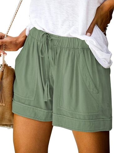 Bunanphy Womens Drawstring Casual Elastic Waist Loose Shorts with Pockets in Saudi Arabia