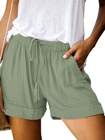 Bunanphy Womens Drawstring Casual Elastic Waist Loose Shorts with Pockets in Saudi Arabia