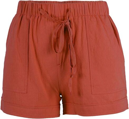 Bunanphy Womens Drawstring Casual Elastic Waist Loose Shorts with Pockets in Kuwait