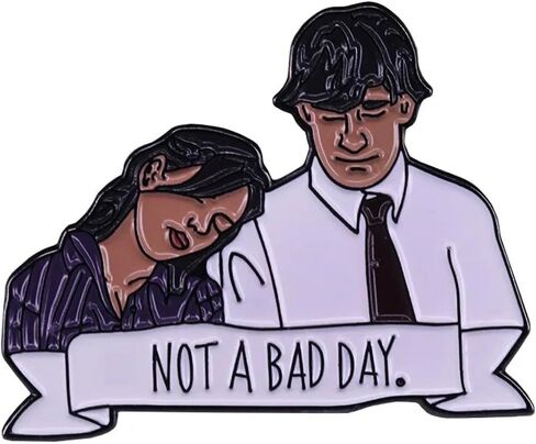 Jim and Pam Not a Bad Day The Office Dunder Mifflin Comedy TV Show 1.5" Enamel Pin Badge in Saudi Arabia