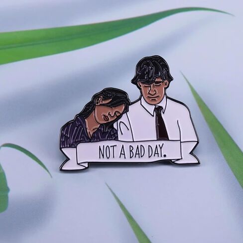 Jim and Pam Not a Bad Day The Office Dunder Mifflin Comedy TV Show 1.5" Enamel Pin Badge in Saudi Arabia