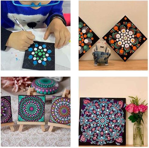 12 قطعة من استنسل ماندالا للرسم على الخشب، قالب استنسل منقط ماندالا قابل لإعادة الاستخدام 4/8/12/16 قطعة من استنسل الطلاء DIY من البلاستيك والورق والنسيج المعدني والحجر والجدران والصخور in Kuwait