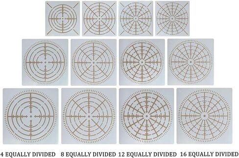 12 قطعة من استنسل ماندالا للرسم على الخشب، قالب استنسل منقط ماندالا قابل لإعادة الاستخدام 4/8/12/16 قطعة من استنسل الطلاء DIY من البلاستيك والورق والنسيج المعدني والحجر والجدران والصخور in Kuwait