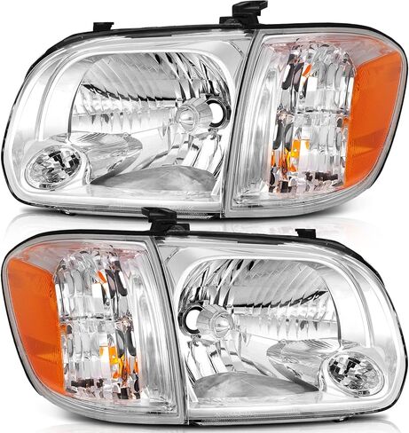 مجموعة المصابيح الأمامية لتويوتا سيكويا 2005-2007 لتويوتا تندرا 2005-2006 غطاء أسود كهرماني عاكس عدسة واضحة للسائق ومصابيح أمامية جانبية للركاب (كابينة مزدوجة 4 أبواب فقط) in Kuwait