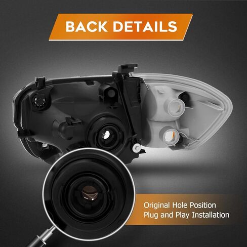 مجموعة المصابيح الأمامية لتويوتا سيكويا 2005-2007 لتويوتا تندرا 2005-2006 غطاء أسود كهرماني عاكس عدسة واضحة للسائق ومصابيح أمامية جانبية للركاب (كابينة مزدوجة 4 أبواب فقط) in Kuwait