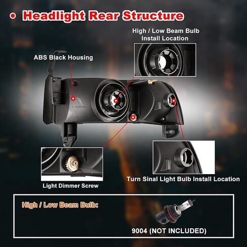 Nixon Offroad Projector Headlights for 1994-2001 Dodge Ram 1500/94-02 Dodge Ram 2500 3500/1995-2002 Dodge Ram 4000 (All w/o Sport Package) High Low Beam Head Lights Assembly Clear Lens in Kuwait
