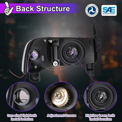 Nixon Offroad Projector Headlights for 1994-2001 Dodge Ram 1500/94-02 Dodge Ram 2500 3500/1995-2002 Dodge Ram 4000 (All w/o Sport Package) High Low Beam Head Lights Assembly Clear Lens in Kuwait
