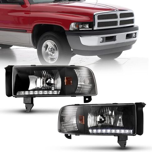 Nixon Offroad Projector Headlights for 1994-2001 Dodge Ram 1500/94-02 Dodge Ram 2500 3500/1995-2002 Dodge Ram 4000 (All w/o Sport Package) High Low Beam Head Lights Assembly Clear Lens in Kuwait