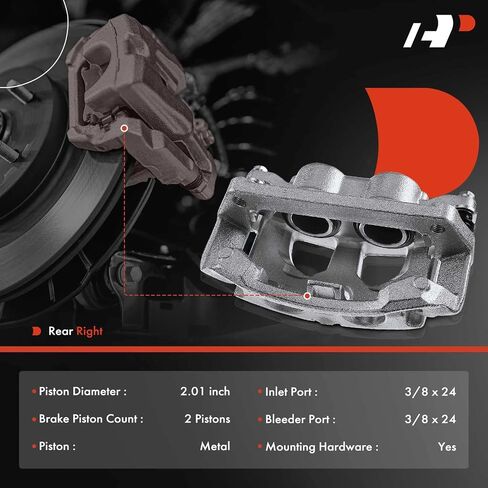 مجموعة فرجار قرص الفرامل الممتازة مع دعامة متوافقة مع موديلات مختارة من Ford - F-350 Super Duty 2013-2019 6.2L/6.7L، F-450 Super Duty 2013-2016 6.7L/6.8L - جانب السائق الأيسر الخلفي in Kuwait