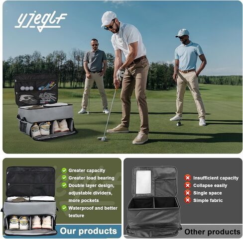 Golf Accessories for men, Golf Gifts for men，Golf Trunk Organizer - Waterproof & Durable - Fits 12 Size Shoes, T-Shirts, Gloves, Balls, and More - Ventilated Compartments in Saudi Arabia