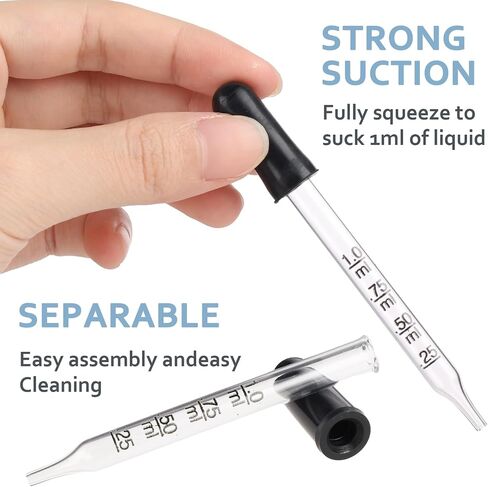 5 Pcs 1 ml Glass Eye Dropper, Medicine Dropper, Pipettes Dropper, Ear Eye Dropper Syringe Tool for Essential Oils, Feeding, Ear, Lab, Health Care(Bent and Straight Tips) in Saudi Arabia