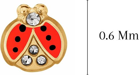 Charming Ladybug 14K Gold Stud Earrings with Sparkling Zirconias - Enamel Coated, Yellow in Saudi Arabia