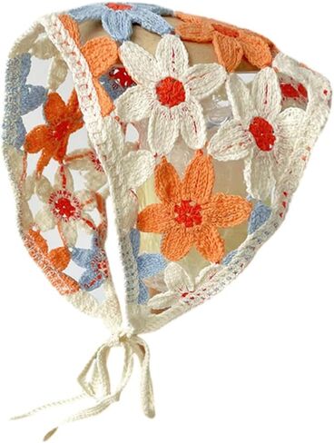 Crochet Floral Headbands for Women Bandana Head Kerchief Knitted Hair Scarf Mesh Hair Scarves for Women Girls Summer in Saudi Arabia