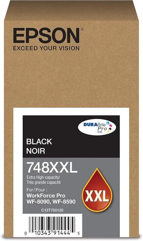 EPSON 748 DURABrite Pro Ink High Capacity Black Cartridge (T748XXL120) Works with WorkForce WF-6590, WF-8590, WF-6090, WF-8090 in Saudi Arabia