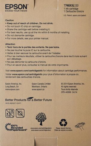 EPSON 748 DURABrite Pro Ink High Capacity Black Cartridge (T748XXL120) Works with WorkForce WF-6590, WF-8590, WF-6090, WF-8090 in Saudi Arabia