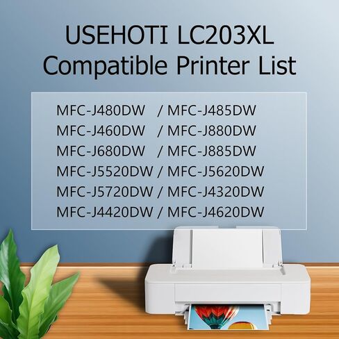 LC203XL LC201 متوافق مع خراطيش حبر Brother LC203 عالية الإنتاجية تعمل مع طابعة Brother MFC-J480DW MFC-J880DW MFC-J4420DW MFC-J680DW (أسود سماوي أرجواني أصفر، حزمة 4XL) in Kuwait