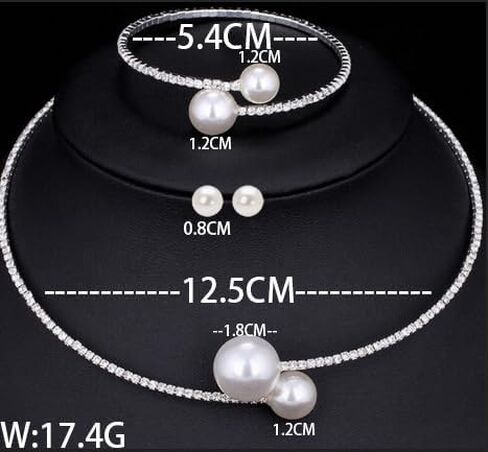 Adzoni Pearl Jewelry Set Wedding Necklace Bracelet Earrings Set Costume Accessories Birthday Tea Party Gif for Women in Saudi Arabia