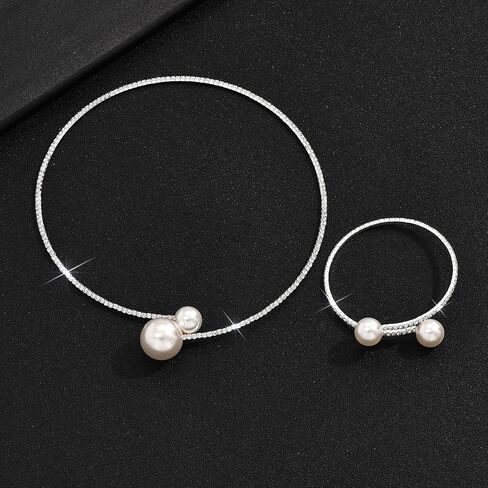 Adzoni Pearl Jewelry Set Wedding Necklace Bracelet Earrings Set Costume Accessories Birthday Tea Party Gif for Women in Saudi Arabia