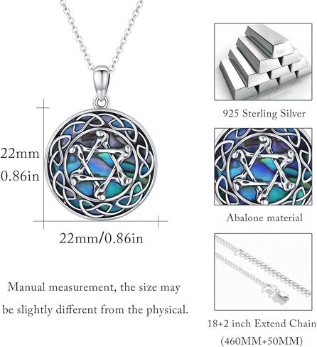 نجمة داود قلادة، 925 الفضة الاسترليني عقدة سلتيك ستة نجمة مدببة قلادة مثالية الدينية محظوظ أذن البحر سداسية نجمة القلائد مجوهرات هدية للنساء الفتيات الفتيان الرجال in Kuwait