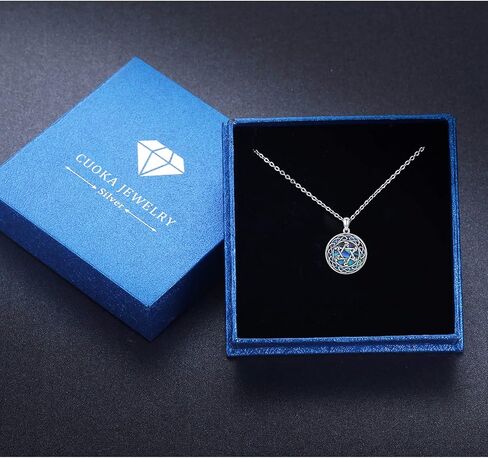 نجمة داود قلادة، 925 الفضة الاسترليني عقدة سلتيك ستة نجمة مدببة قلادة مثالية الدينية محظوظ أذن البحر سداسية نجمة القلائد مجوهرات هدية للنساء الفتيات الفتيان الرجال in Kuwait