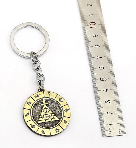 Bill Cipher gold Keychain Cosplay Costume Pyramid Pendant Accessories Props in Saudi Arabia