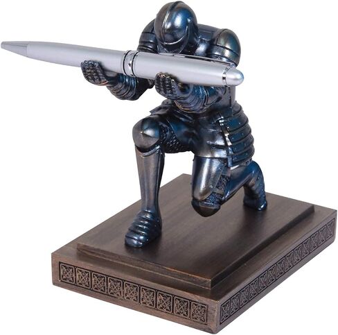Knight Pen Holder Pen Stand with a Pen, Personalized Desk Accessory for a Gift, Decoration Pencil Holder Desk Organizer(Base Glue Not Included) (Blue) in Saudi Arabia