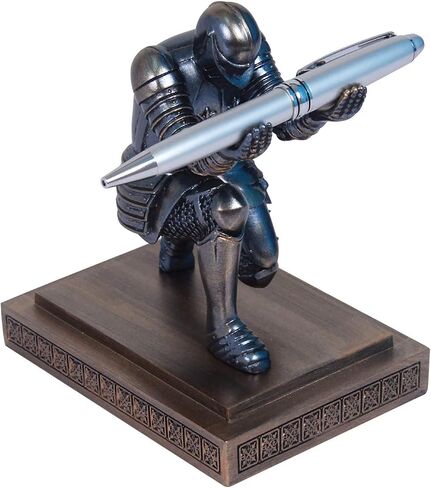 Knight Pen Holder Pen Stand with a Pen, Personalized Desk Accessory for a Gift, Decoration Pencil Holder Desk Organizer(Base Glue Not Included) (Blue) in Saudi Arabia