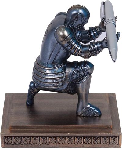 Knight Pen Holder Pen Stand with a Pen, Personalized Desk Accessory for a Gift, Decoration Pencil Holder Desk Organizer(Base Glue Not Included) (Blue) in Saudi Arabia