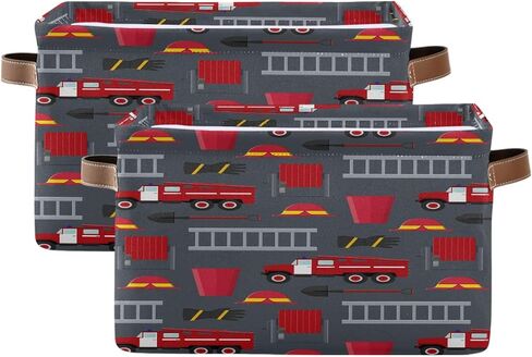 AUUXVA Collapsible Storage Bin Cube Fire Truck Rescue Tool Car Laundry Basket Hamper Toy Cloth Organization Bag with Handle for Pantry Nursery Home Office Shelve,1 PC in Saudi Arabia